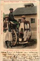 1900 Debrecen, Debreczeni parasztok, Népviselet Magyarországról, magyar folklór. Kézzel festve (Rb)