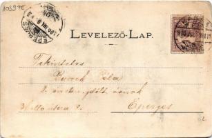 1900 Kassa, Kosice; Rózsa utca, gőzfürdő. László Béla kiadása / street view, steam bath (kopott sark...