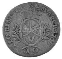 Német Államok / Baden 1767SW 10kr Ag "I. Károly Frigyes" (3,62g) T:F patina
German States...