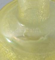 Uránüveg kraklé váza. Karcag berekfüdői kraklé üveg. Hibátlan 16 cm