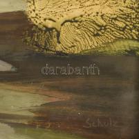 Scholz Erik (1926-1995): Park. Olaj, vászon, jbl.: Scholz. 70x90 cm, Kissé sérült keretben. Hátoldal...