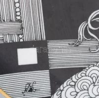 Szász Endre által tervezett Hollóházi jelzett porcelán tál, hibátlan, d:31 cm / Faces designed by En...