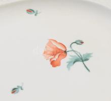 Herendi, Óherendi pipacs mintás porcelán tálaló tál. Kézzel festett, jelzett, kis kopásokkal 37x27 c...