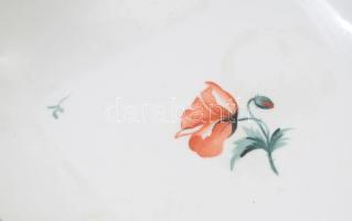 Herendi, Óherendi pipacs mintás porcelán salátás tál. Kézzel festett, jelzett, kis kopásokkal 25x25 ...