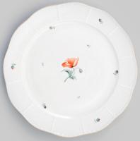 Herendi, Óherendi pipacs mintás porcelán kínáló tál. Kézzel festett, jelzett, kis kopásokkal d:? 30 cm