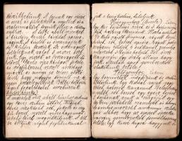 Régi kézzel írt magyar nyelvű szakácskönyv, receptfüzet, teljes, de a kötés elvált