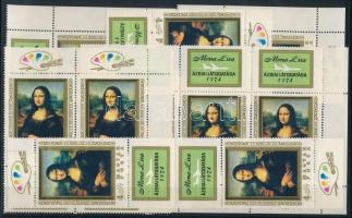 1974 10 db szelvényes Mona Lisa bélyeg, közte összefüggések is (12.000)