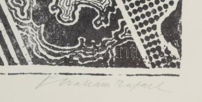 Ábrahám Rafael (1929-2014): Jazz. Ofszet litográfia, papír, jelzett. Üvegezett fakeretben, 34x43 cm