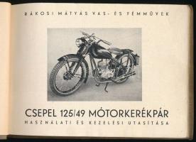 1949 Csepel 125/49 motorkerékpár használati és kezelési utasítása, ábrákkal, 164p
