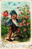 1904 Hoch Theresia! / Üdvözlőlap törpével / Greeting with dwarf, litho (EK)