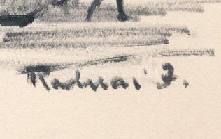 Radnai József (1896-1963): Aratás. Tus, papír, jelzett, 17x23,5 cm