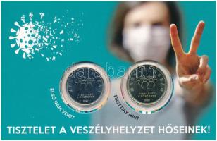 2020. 10Ft Cu-Ni + 20Ft Cu-Ni-Zn "Tisztelet a hősöknek" elsőnapi veret, sorszámozott emléklapon "01715" T:UNC