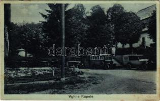 1930 Vihnyefürdő, Kúpele Vyhne; autóbuszok a fürdő szállodánál / autobuses in front of the spa hotel (fl)