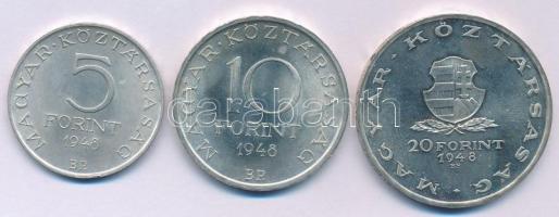 1948. 5Ft Ag "Petőfi" - 10Ft Ag "Széchenyi" + 1948. 20Ft Ag "Táncsics"...