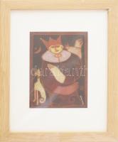 Fenyvesi Márta (1956 - ): Titoktudók. Vegyes technika, olaj, akvarell, tus, papír. Jelzett, Üvegezet...