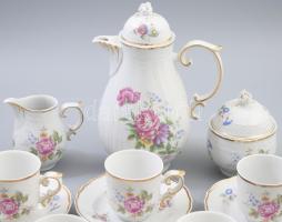 Hollóházi Hajnalka mintás mokkás készlet, Kézzel festett, jelzett, hibátlan