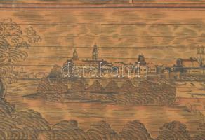 19. század közepi szalmakép Győr (Raab), Escorial, brüsszeli királyi palota, párizsi La Magdaleine s...