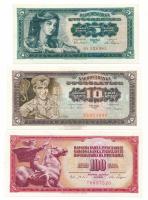 Jugoszlávia 1965. 5D + 10D + 100D T:UNC,AU Yugoslavia 1965. 5 Dinara + 10 Dinara + 100 Dinara C:UNC,AU Krause 77., 80.a