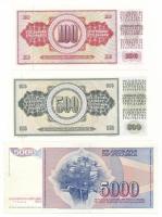 Jugoszlávia 1985. 5000D + 1986. 100D + 500D T:XF,UNC,AU
Yugoslavia 1985. 5000 Dinara + 1986. 10 Din...