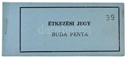 ~1980. "Étkezési jegy - Buda Penta" tömb, benne 9db étkezési jeggyel T:AU,XF