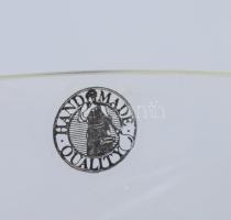 Design asztalközép kínáló, üveg tállal, jelzett, d: 21,5 cm, m: 9 cm