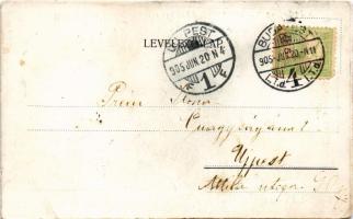 1905 Budapest I. Tündér lak a Gellérthegyen, Dahmer Antal vendéglője, étterem kertje vendégekkel és ...