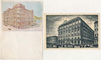 Budapest - 5 db régi képeslap vegyes minőségben (szállodák, söröző, étterem, kávéház)