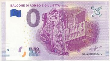 Olaszország 2018. 0E "Rómeó és Júlia erkélye" szuvenír bankjegy "SEAC 000865" T:UNC Italy 2018. 0E "Balcone di Romeo e Giulietta" souvenir banknote "SEAC 000865" C:UNC