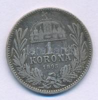 1895KB 1K Ag "Ferenc József" T:VF,F patina Adamo K5