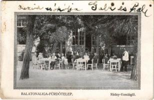 1926 Balatonaliga (Balatonvilágos), Rédey vendéglő, étterem, pincérek. Rédey Vilmos kiadása (EK)