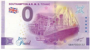 Nagy-Britannia 2021. 0E "Southamtpon és RMS Titanic" szuvenír bankjegy "GBAF 000342" T:UNC Great Britain 2021. 0 Euro "Southampton &amp; RMS Titanic" souvenir banknote "GBAF 000342" C:UNC