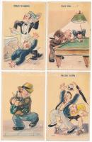 6 db RÉGI humoros motívum képeslap vegyes minőségben sorozatból / 6 pre-1945 motive postcards in mixed quality from a series (Cecami N. 1010.)