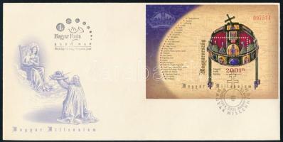 2001 Magyar Szent Korona blokk FDC-n