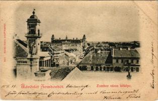 1899 (Vorläufer) Zombor, Sombor; látkép, Kahn H., Kaufman S. üzlete. Schön Adolf kiadása / general view, shops (fl)