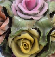 Herendi virágos váza. Kézzel festett, jelzett, sérülésekkel, lepattanásokkal m: 25 cm