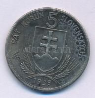 Szlovákia 1939. 5K Ni "Andrej Hlinka" T:VF Slovakia 1939. 5 Korun Ni "Andrej Hlinka&q...
