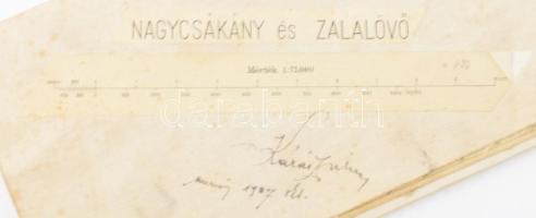 1907 Nagycsákány és Zalalövő környékének katonai térképe, 1:75 000, vászontérkép, 40×54 cm