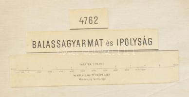 cca 1920-1930 Balassagyarmat és Ipolyság környékének katonai térképe, 1:75 000, vászontérkép, kiadja...