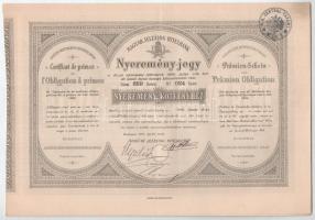 Budapest 1891-1923. "Magyar Jelzálog-Hitelbank" nyeremény-jegye, szárazpecséttel, bélyegzé...