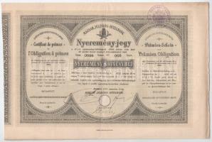 Budapest 1891-1923. "Magyar Jelzálog-Hitelbank" nyeremény-jegye, szárazpecséttel, bélyegzé...