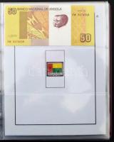 33db-os vegyes afrikai bankjegy gyűjtemény dekoratív négygyűrűs bordó műbőr "NUMIS Leuchtturm&q...