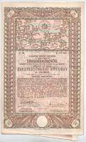 Budapest 1915-1918. "A magyar korona országai 5 1/2%-kal kamatozó Járadékkölcsön" államadóssági kötvénye 100K-ról (2xklf) + 1000K + 10.000K-ról (2xklf), mindegyik bélyegzővel, szárazpecséttel + Budapest 1914-1916. A magyar korona országai 6%-kal kamatozó Járadékkölcsön" államadóssági kötvénye 100K-ról + 1000K-ról, mindegyik bélyegzővel, szárazpecséttel T:F kisebb szakadások