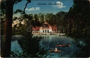 1917 Losonc, Lucenec; Csónakázó tó. Greiner Simon kiadása / lake, rowing boats (EK)