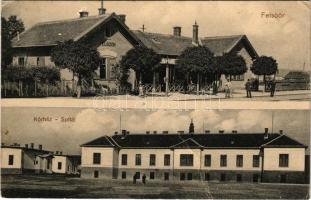 1913 Felsőőr, Oberwart; vasútállomás, kórház. Karinger Károly fényképész / Bahnhof, Spital / railway station, hospital (fa)