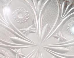 Csehszlovák ólomkristály kínáló, dobozában, d: 24 cm