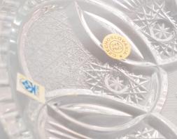 Zlatno ólomkristály kínáló, címkével jelzett, dobozában, d: 28 cm