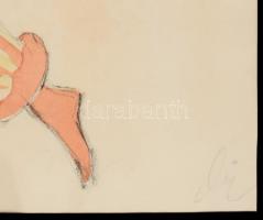 Olvashatatlan jelzéssel: Táncos. Akvarell, papír. Jelzett. 27x17 cm Üvegezett keretben