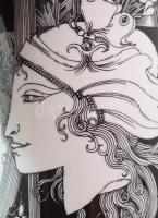 Hollóházi Szász Endre által tervezett mintával díszített porcelán váza. Matricás, jelzett, m: 26 cm