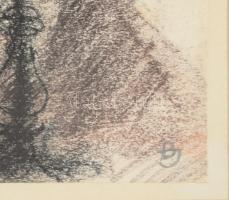 Balogh Jenő (1915-2000): Olvasó nő. Pasztell, papír. Jelzett 20x26 cm Üvegezett keretben