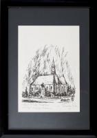 Cs. Erdős Tibor (1914- 2015): Kolozsvár Szent Mihály templom. Szitanyomat, papír, jelzett, Cs. Erdős...